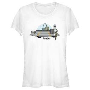 Juniors Womens Rick And Morty Cool Captain and His Spaceship T-Shirt - 1 of 4