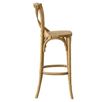 Modern Farmhouse Elm Wood Gear Bar Stool in Natural Finish