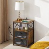 VECELO 1/2 Pcs Nightstands with USB Ports and Outlets, Modern Bedside End Tables Night Stands with Drawer and Storage Shelf - 2 of 4