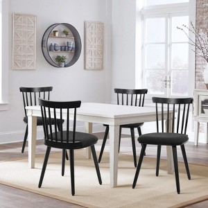 Bekrvio Windsor Dining Chair-Farmhouse Solid Wood Spindle Back Side Chair Mid-Century Modern Black Armless Kitchen Chair for Dining Room Restaurant - 1 of 4