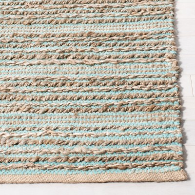 Cape Cod Aqua Handwoven Cotton Jute Area Rug 5' x 8'