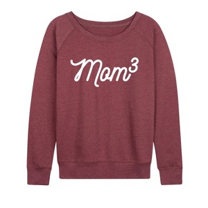Women's - Instant Message - Mom to the 3rd Power Lightweight French Terry Wide Neck Long Sleeve Graphic Shirt - 1 of 4