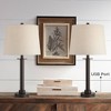 360 Lighting Rockford 26" High Farmhouse Rustic Table Lamps Set of 2 USB Port Brown Bronze Finish Metal White Shade Living Room Charging Bedroom - 2 of 4