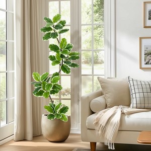 Garvee Fiddle Leaf Fig Tree Artificial Indoor, Faux Rubber Tree with Sphere Planter, Tall Artificial Plants with Moss for Home Decor Office - 1 of 4
