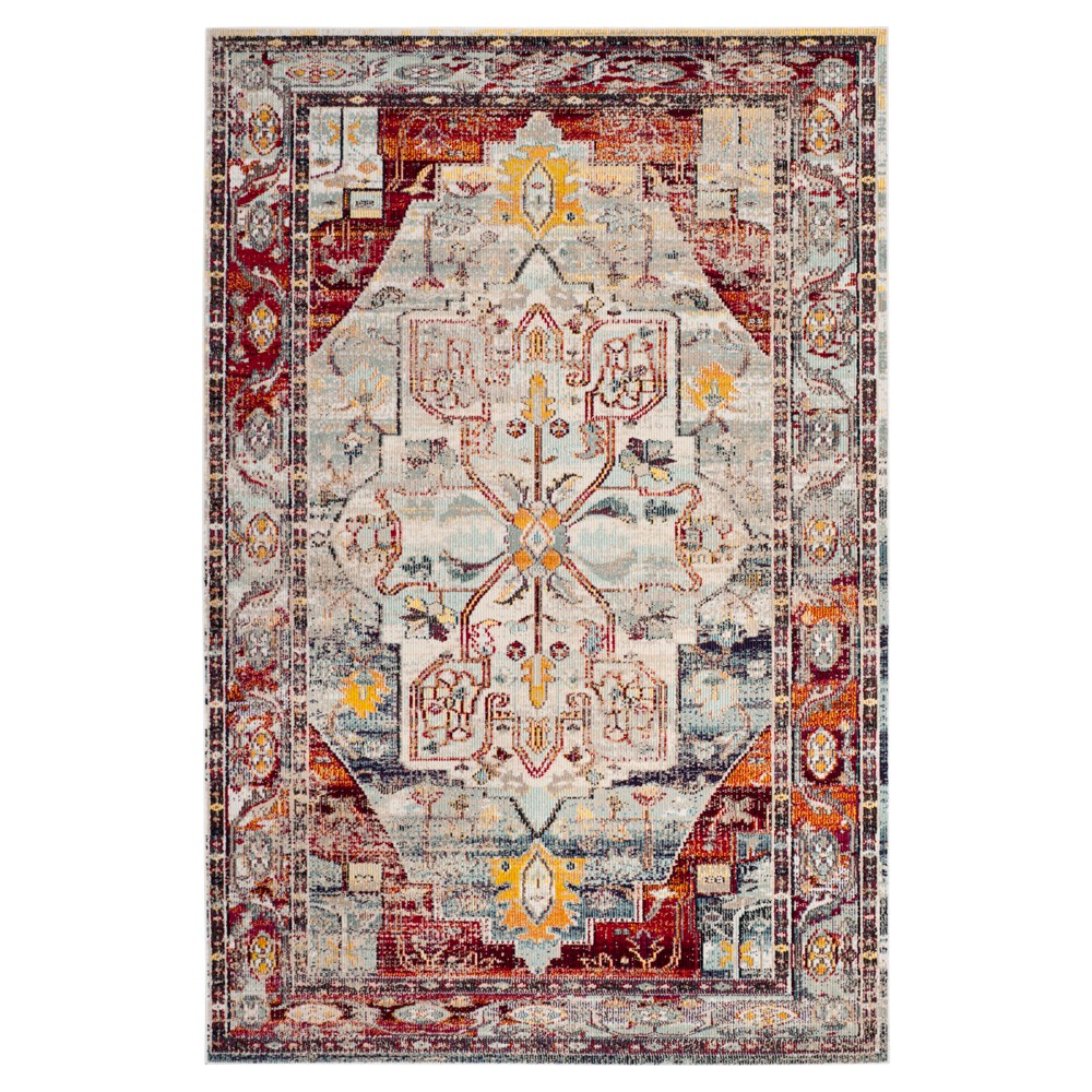 Light Blue/Red Medallion Loomed Area Rug 9'X12' - Safavieh