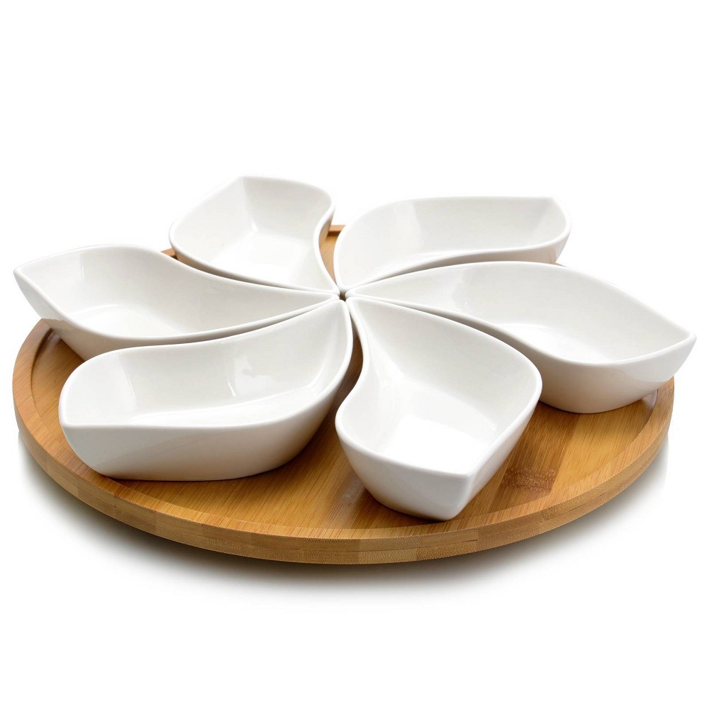 Photos - Serving Pieces Elama 7pc Stoneware Beautiful Flower Party Serving Set White