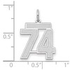 Black Bow Jewelry 14k White Gold, Jersey Collection, Medium Number 74 Pendant - 2 of 3