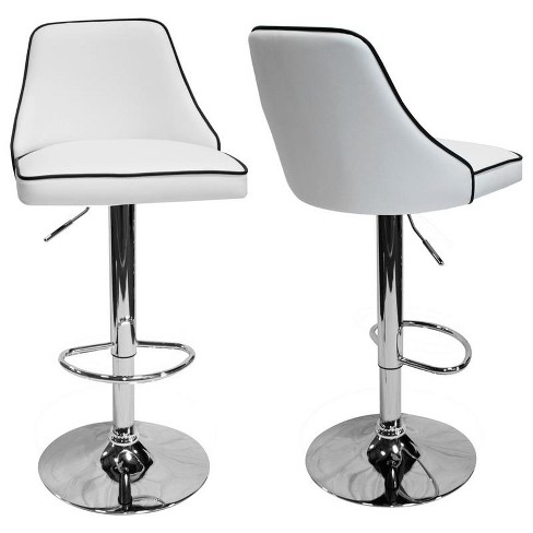 Aaron Presley Faux Leather Adjustable Swivel Bar Stool In White