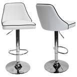 Aaron Presley Faux Leather Adjustable Swivel Bar Stool in White (Set of 2) - Best Master Furniture