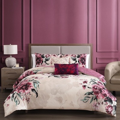 Bebejan Plum Haze 100% Cotton 5-Piece Reversible Comforter Set