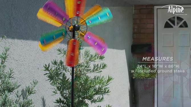 Colorful Bejeweled Metal Windmill Spinner Garden Stake - Alpine Corporation, 2 of 7, play video