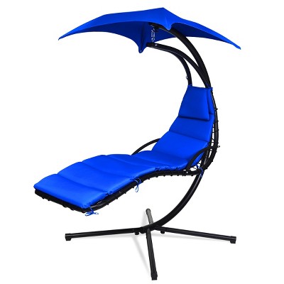 Tangkula Patio Hammock Chair Floating Hanging Chaise Lounge Chair W/ Canopy