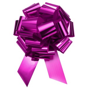 Unique Bargains Wedding Christmas Bright Metallic Gift Wrapping Large Pull Bows Ribbon 1 Pc Rose Red 24 inch - 1 of 4