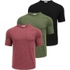 Pinspark Men's 3 Pack Workout Shirts - Quick Dry Gym Athletic Shirts Moisture Wicking Short Sleeve T Shirts Black/Medium Gray/Army Green S - 4 of 4
