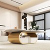 Vynxaria Modern Butterfly Coffee Table with Sintered Stone Top ¨C Oval Center Table with Storage Shelf & Drawer - 4 of 4