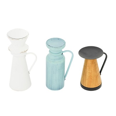 VIP Wood 7.5 in. Multicolor Candle Holder Set of 3