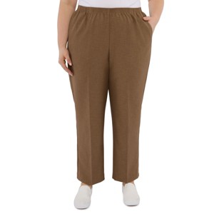 Alfred Dunner Plus Women's Classic Signature Elastic Waist Textured Trousers - 1 of 4