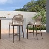 PURPLE LEAF Patio Sunbrella Bar Stools Set of 2 Handwoven Wicker Bar Height Stool Modern Aluminum Outdoor Wicker Barstools with Back and Cushion - 2 of 4