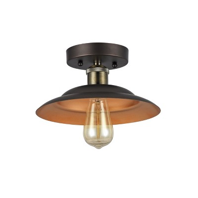 10-Inch Oil Rubbed Bronze Industrial Semi-Flush Mount Light