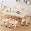 Children's table with 6 chairs, height-adjustable table set for toddlers, tabletop with graffiti motif and non-slip legs for kindergarten classrooms - 2 of 4