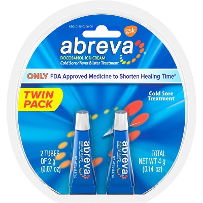 Abreva Docosanol 10% Cream Cold Sore/Fever Blister Treatment Tube