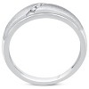Pompeii3 Mens 1/10ct Three Diamond Brushed Wedding Ring 10k White Gold Anniversary Band - 2 of 4