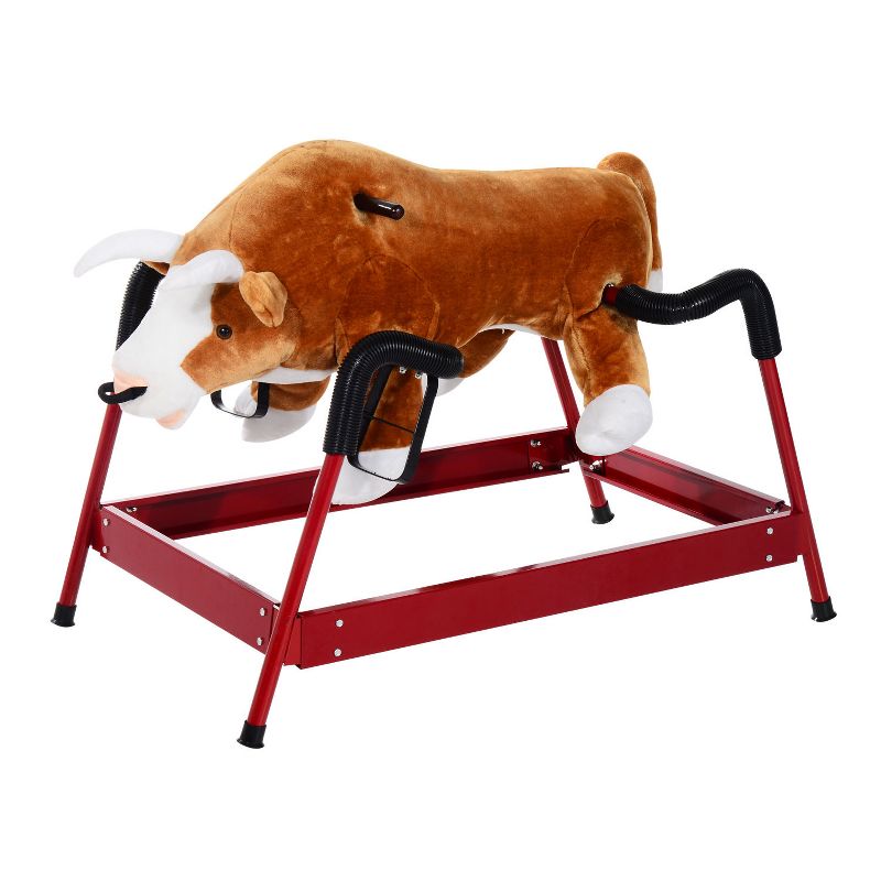 Qaba Kids Spring Rocking Horse Rodeo Bull Style with Realistic Sounds for Children over 3 Years Old, 1 of 9