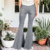 Anna-Kaci Classic Retro High Waist Long Denim Frayed Hem Bell Bottom Jeans - 2 of 3