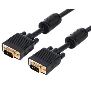 Monoprice Super VGA Monitor Cable - 6 Feet - Black | Male to Male with Ferrite Cores (Gold Plated) - 1 of 4