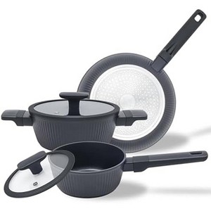 Aoibox 3-Piece Non-Toxic Cookware Set with Ceramic Non Stick Coating, PFOA/PTFE Free, Induction Ready, Dishwasher Safe Stockpot, Frying Pan & Saucepan - 1 of 4