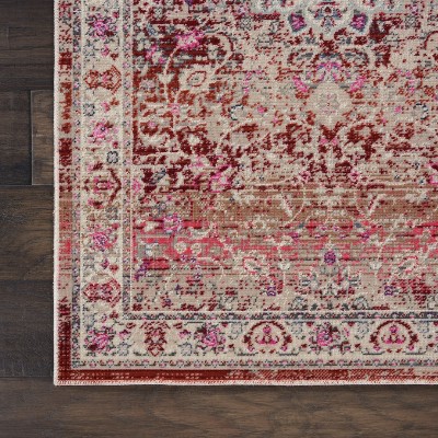 Vintage Red and Beige Wool Runner Rug 2'4" x 8'
