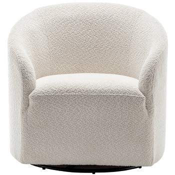 32" Wide Boucle Upholstered Swivel Barrel Chair - Kinwell