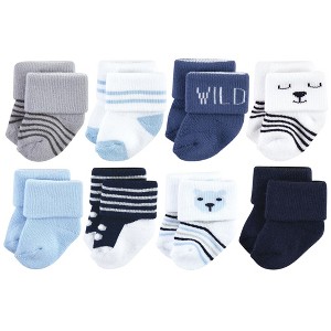 Hudson Baby Infant Boys Cotton Rich Newborn and Terry Socks, Bear Boys - 1 of 4