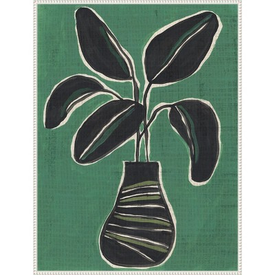 Large Green and Black Abstract Potted Palm Canvas Art