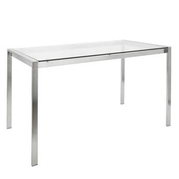 Fuji 47" Modern Dining Table Stainless Steel/Clear Glass - LumiSource