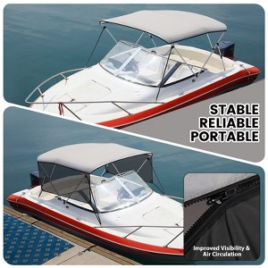 Boat Tops with Removable Side Curtains - 4 Adjustable Ropes, 1" Aluminum Frame, Waterproof Sun Shade for 14-23ft Boats - 1 of 4