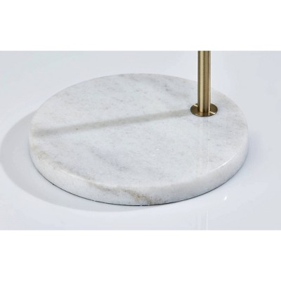 Meredith 59" White Fabric Shade Arc Floor Lamp with 3-Way Switch