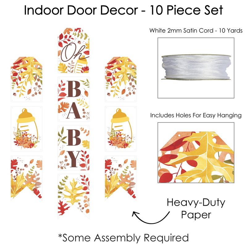 Big Dot of Happiness Fall Foliage Baby - Hanging Vertical Paper Door Banners - Autumn Leaves Baby Shower Wall Decoration Kit - Indoor Door Decor, 5 of 8
