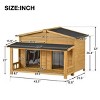 47'' Outdoor Wooden Dog House with Porch, Medium Dog Kennel with Water-Resistant Asphalt Roof, Fencing for Indoor & Outdoor Use – Cuddlewood - 3 of 4