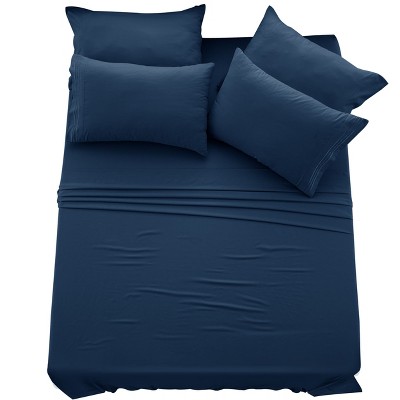 6 Piece Bed Sheet Set Ultra Soft Brushed Microfiber Solid Sheets with Pillow Cases - Lux Decor Collection