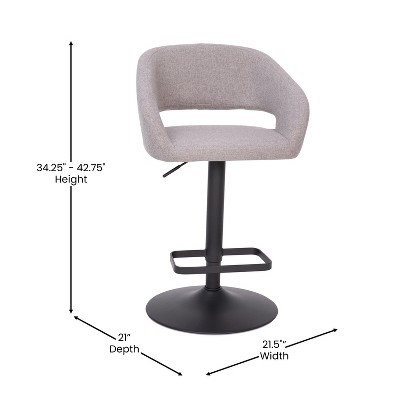 Gray Adjustable Swivel Barstool with Wood and Metal Base
