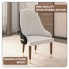 LeisureMod Dining Chair Upholstered in Leather Ripple Back Design with Rubberwood Frame and Legs with Gold Accents Elara Collection - 4 of 4