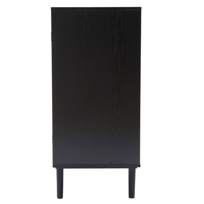 Black and Brown Wood 2-Door Freestanding Storage Cabinet