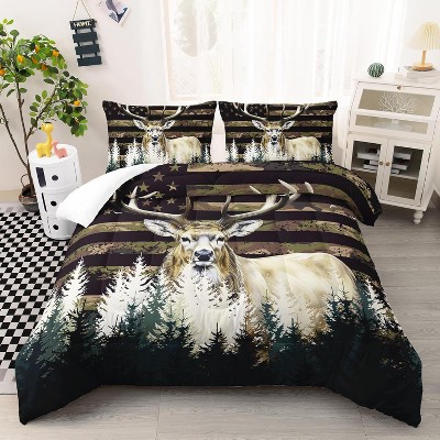 Animal deer pattern bedding three-piece set, suitable for boys, teenagers, and girls.