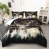 Boersma Deer Comforter Sets for Boys Kids Teens American Flag Camo Bedding Sets, Full SizeWestern Farmhouse Wild Animal Quilt Black White Home Decor - 2 of 4