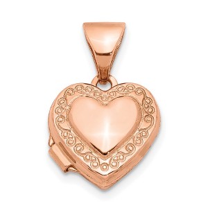 Black Bow Jewelry 14k Rose Gold 10mm Scroll Heart Locket - 1 of 4
