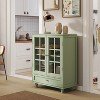 APRILSOUL 36.22"Minimalism Buffet Cabinet with Double Glass Doors and Drawer, Modern Wooden Storage - 3 of 4