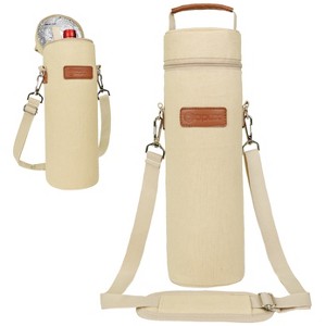 OPUX Wine Bag Single Bottle Carrier Tote Shoulder Strap, Insulated Thermal Carry Case Cooler Travel Picnic Beach Gift - 1 of 4