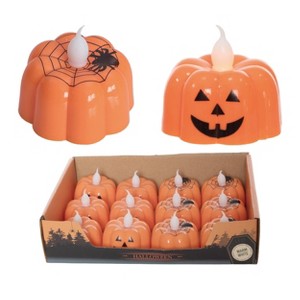 Transpac LED Pumpkin Tea Light Set of 2 Flameless Candles Halloween Decor Battery Operated Easy Care Gift - 1 of 1