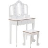 Coucheta Kids Vanity Set with Lights - Princess Makeup Table with Tri-Fold Mirror, Drawer & Stool for Ages 3-9 (Pink/White) - 3 of 4